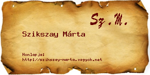 Szikszay Márta névjegykártya